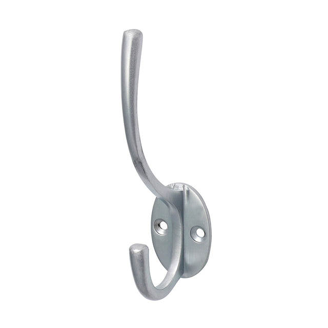 This is an image showing TIMCO Hat & Coat Hook - Satin Chrome - 125 x 32mm - 1 Each Bag available from T.H Wiggans Ironmongery in Kendal, quick delivery at discounted prices.