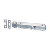 This is an image showing TIMCO Architectural Flat Section Bolt - Polished Chrome - 150 x 35mm - 1 Each Bag available from T.H Wiggans Ironmongery in Kendal, quick delivery at discounted prices.