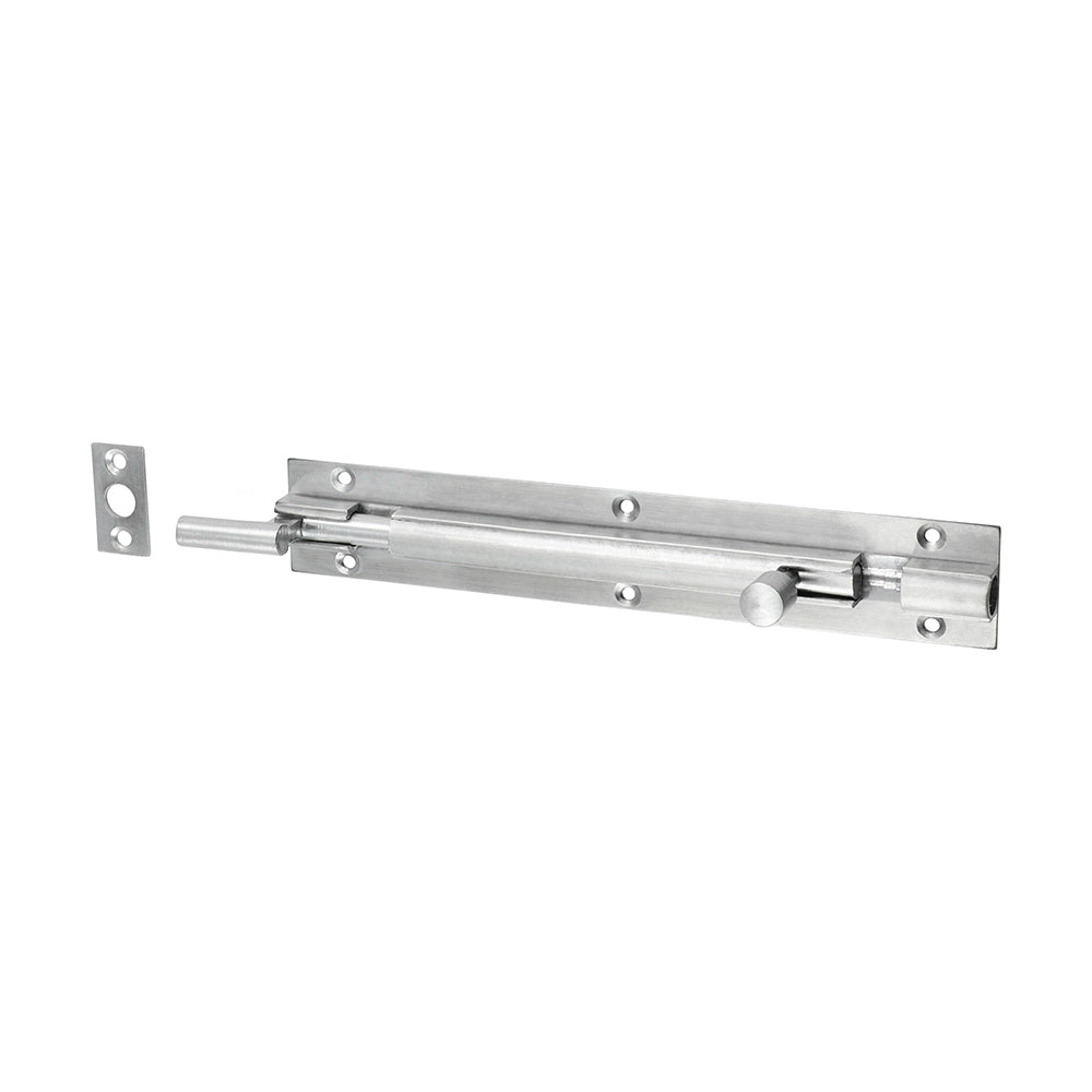 This is an image showing TIMCO Necked Barrel Bolt - Satin Chrome - 150 x 25mm - 1 Each Bag available from T.H Wiggans Ironmongery in Kendal, quick delivery at discounted prices.