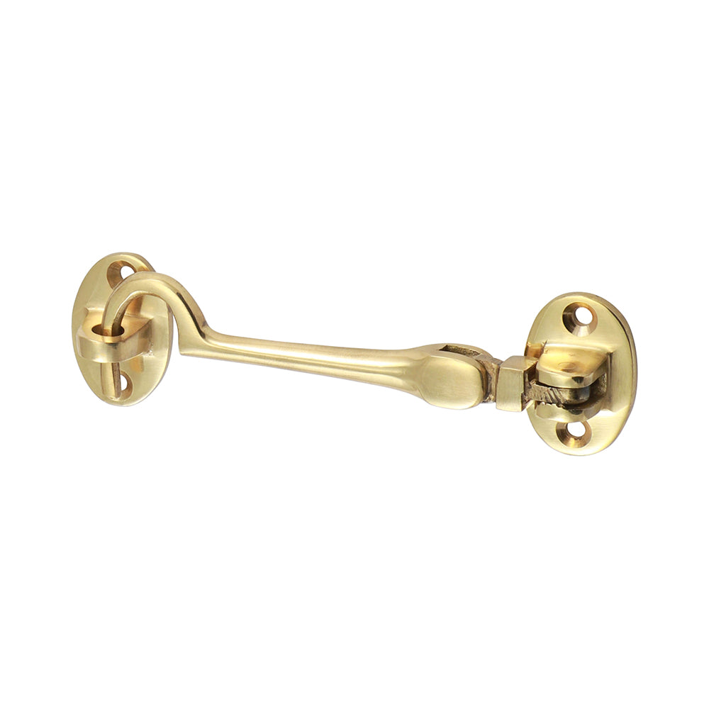 This is an image showing TIMCO Cabin Hook - Polished Brass - 100mm - 1 Each Bag available from T.H Wiggans Ironmongery in Kendal, quick delivery at discounted prices.
