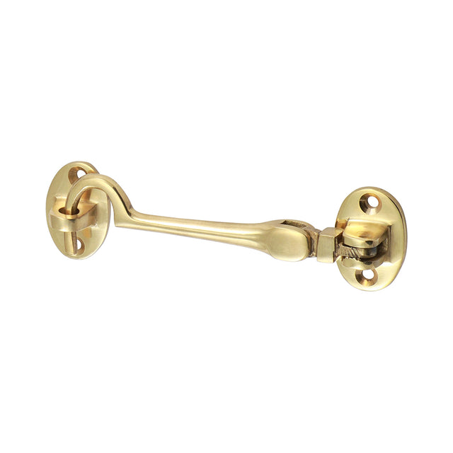 This is an image showing TIMCO Cabin Hook - Polished Brass - 100mm - 1 Each Bag available from T.H Wiggans Ironmongery in Kendal, quick delivery at discounted prices.