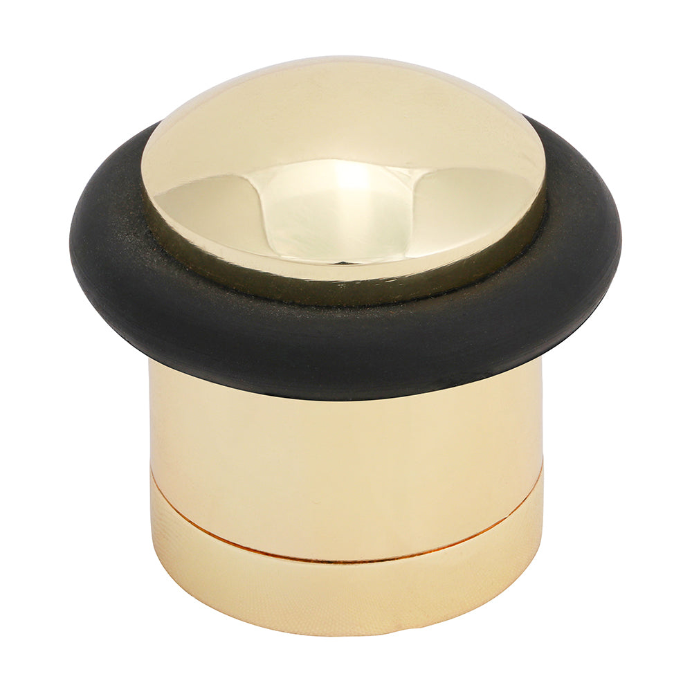 This is an image showing TIMCO Cylinder Door Stop - Polished Brass - 41mm - 1 Each Bag available from T.H Wiggans Ironmongery in Kendal, quick delivery at discounted prices.