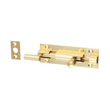 This is an image showing TIMCO Necked Barrel Bolt - Polished Brass - 75 x 25mm - 1 Each Bag available from T.H Wiggans Ironmongery in Kendal, quick delivery at discounted prices.