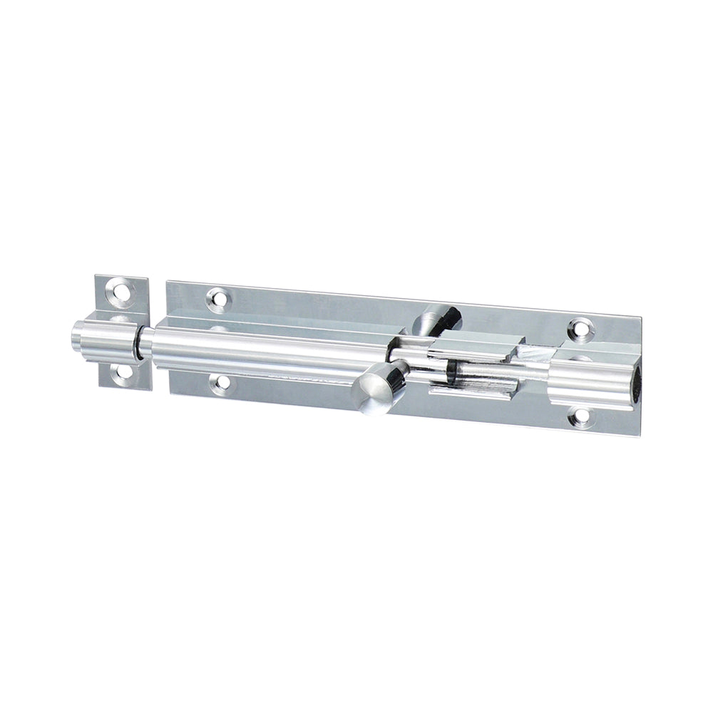 This is an image showing TIMCO Straight Barrel Bolt - Polished Chrome - 100 x 25mm - 1 Each Bag available from T.H Wiggans Ironmongery in Kendal, quick delivery at discounted prices.