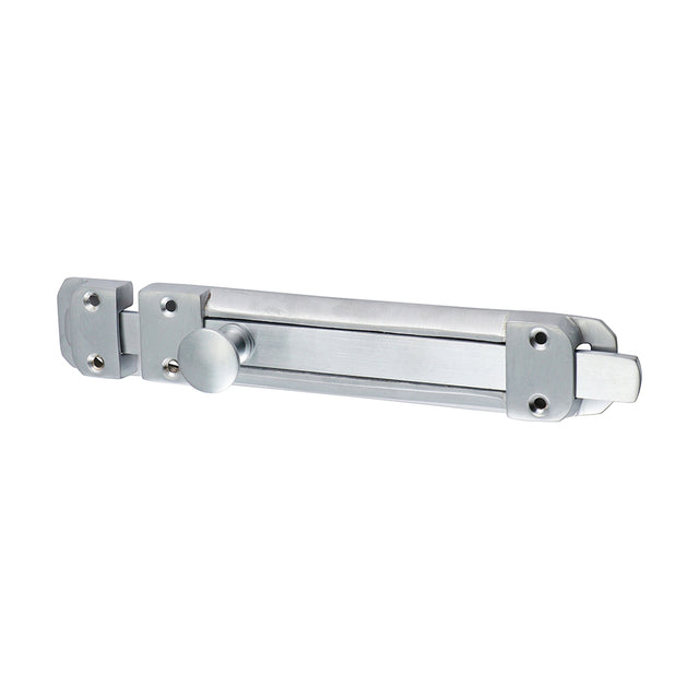 This is an image showing TIMCO Contract Flat Section Bolt - Satin Chrome - 210 x 35mm - 1 Each Bag available from T.H Wiggans Ironmongery in Kendal, quick delivery at discounted prices.