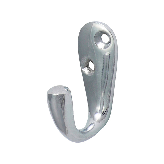 This is an image showing TIMCO Single Robe Hook - Polished Chrome - 44 x 18mm - 1 Each Bag available from T.H Wiggans Ironmongery in Kendal, quick delivery at discounted prices.