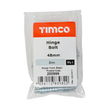 This is an image showing TIMCO Hinge Bolt - Zinc - 48mm - 2 Pieces Bag available from T.H Wiggans Ironmongery in Kendal, quick delivery at discounted prices.