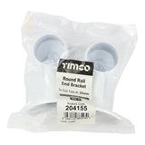 This is an image showing TIMCO End Bracket - For Round Tube - White - 25mm - 2 Pieces Bag available from T.H Wiggans Ironmongery in Kendal, quick delivery at discounted prices.