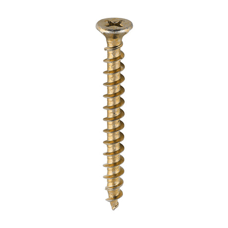 This is an image showing TIMCO Window Fabrication Screws - Countersunk with Ribs - PH - Single Thread - Gimlet Point - Yellow - 4.3 x 40 - 1000 Pieces Box available from T.H Wiggans Ironmongery in Kendal, quick delivery at discounted prices.