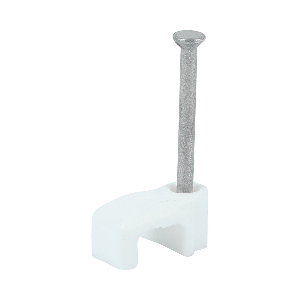 This is an image showing TIMCO Flat Cable Clips - White - To fit 1.0mm - 100 Pieces Box available from T.H Wiggans Ironmongery in Kendal, quick delivery at discounted prices.