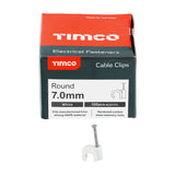 This is an image showing TIMCO Round Cable Clips - White - To fit 7.0mm - 100 Pieces Box available from T.H Wiggans Ironmongery in Kendal, quick delivery at discounted prices.