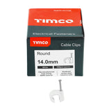 This is an image showing TIMCO Round Cable Clips - White - To fit 14.0mm - 100 Pieces Box available from T.H Wiggans Ironmongery in Kendal, quick delivery at discounted prices.