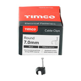 This is an image showing TIMCO Round Cable Clips - Black - To fit 7.0mm - 100 Pieces Box available from T.H Wiggans Ironmongery in Kendal, quick delivery at discounted prices.