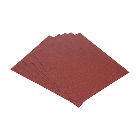 This is an image showing TIMCO Sanding Sheets - 120 Grit - Red - 230 x 280mm - 5 Pieces Pack available from T.H Wiggans Ironmongery in Kendal, quick delivery at discounted prices.