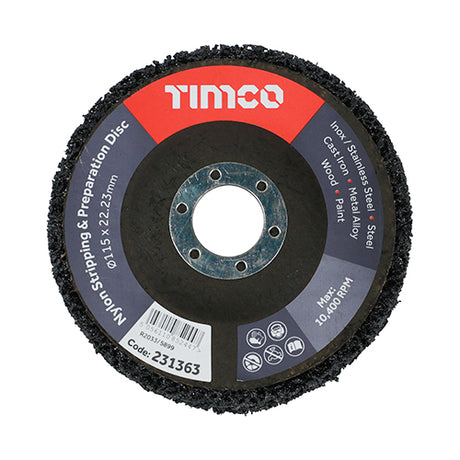 This is an image showing TIMCO Nylon Stripping & Preparation Disc - 115 x 22.23 - 1 Each Pack available from T.H Wiggans Ironmongery in Kendal, quick delivery at discounted prices.