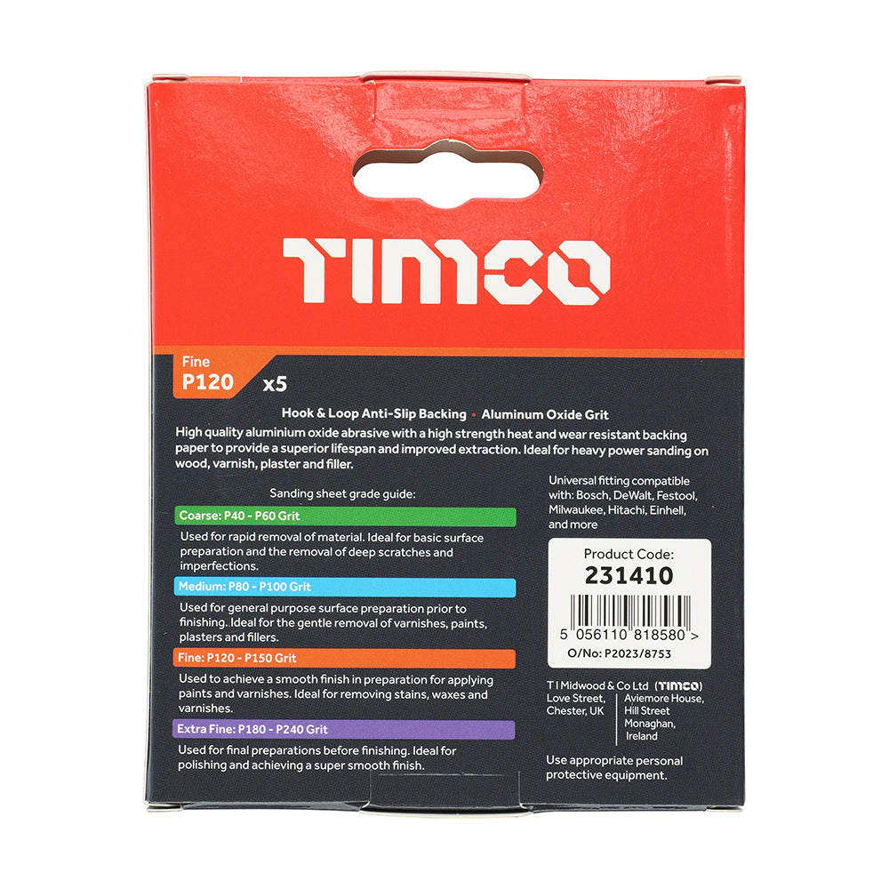 This is an image showing TIMCO Delta Sanding Pads - 120 Grit - Red - 95 x 95mm - 5 Pieces Pack available from T.H Wiggans Ironmongery in Kendal, quick delivery at discounted prices.