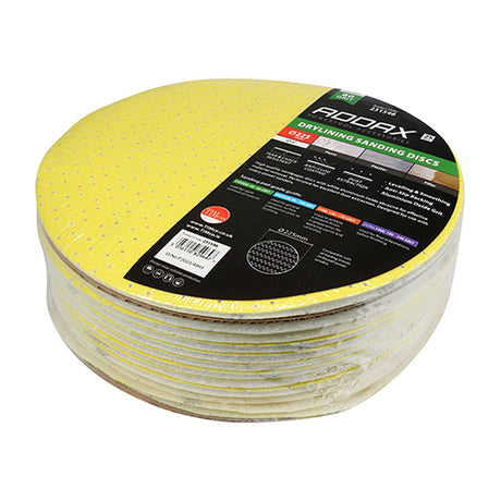 This is an image showing TIMCO Drylining Sanding Discs - 60 Grit - Yellow - 225mm - 25 Pieces Pack available from T.H Wiggans Ironmongery in Kendal, quick delivery at discounted prices.