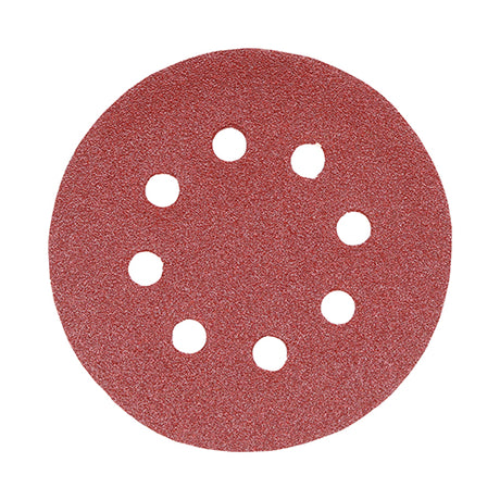 This is an image showing TIMCO Random Orbital Sanding Discs - 80 Grit - Red - 125mm - 5 Pieces Pack available from T.H Wiggans Ironmongery in Kendal, quick delivery at discounted prices.
