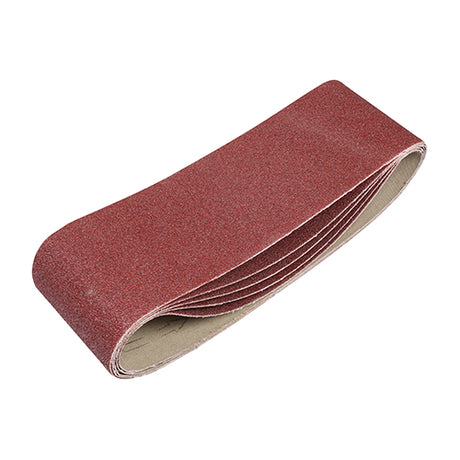 This is an image showing TIMCO Sanding Belts - 80 Grit - Red - 75 x 533mm - 5 Pieces Pack available from T.H Wiggans Ironmongery in Kendal, quick delivery at discounted prices.