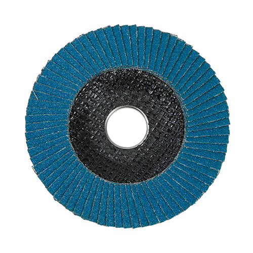 This is an image showing TIMCO Set of Flap Discs - Zirconium - Type 29 Conical - P60 Grit - 115 x 22.23 - 10 Pieces Box available from T.H Wiggans Ironmongery in Kendal, quick delivery at discounted prices.