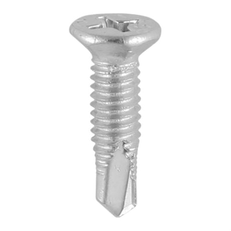 This is an image showing TIMCO Window Fabrication Screws - Countersunk Facet - PH - Metric Thread - Self-Drilling Point - Martensitic Stainless Steel & Silver Organic - M4 x 16 - 1000 Pieces Box available from T.H Wiggans Ironmongery in Kendal, quick delivery at discounted prices.