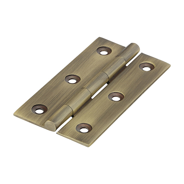 This is an image showing TIMCO Solid Drawn Hinge - Solid Brass - Antique Brass - 75 x 40 - 2 Pieces Bag available from T.H Wiggans Ironmongery in Kendal, quick delivery at discounted prices.