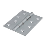 This is an image showing TIMCO Double Stainless Steel Washered Butt Hinge - Solid Brass - Satin Chrome - 102 x 75 - 2 Pieces Box available from T.H Wiggans Ironmongery in Kendal, quick delivery at discounted prices.