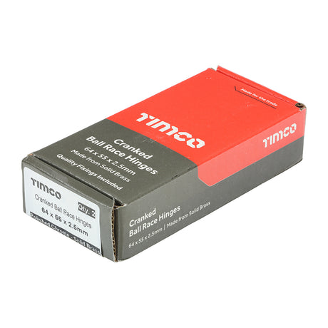 This is an image showing TIMCO Ball Bearing Stormproof Hinge (1951) - Solid Brass - Polished Chrome - 64 x 55 - 2 Pieces Box available from T.H Wiggans Ironmongery in Kendal, quick delivery at discounted prices.