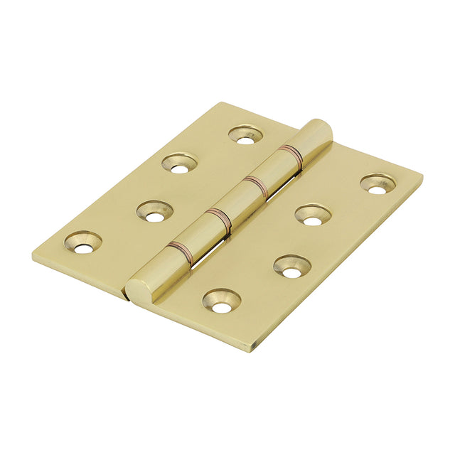 This is an image showing TIMCO Double Phosphor Bronze Washered Butt Hinge - Solid Brass - Polished Brass - 102 x 75 - 2 Pieces Box available from T.H Wiggans Ironmongery in Kendal, quick delivery at discounted prices.