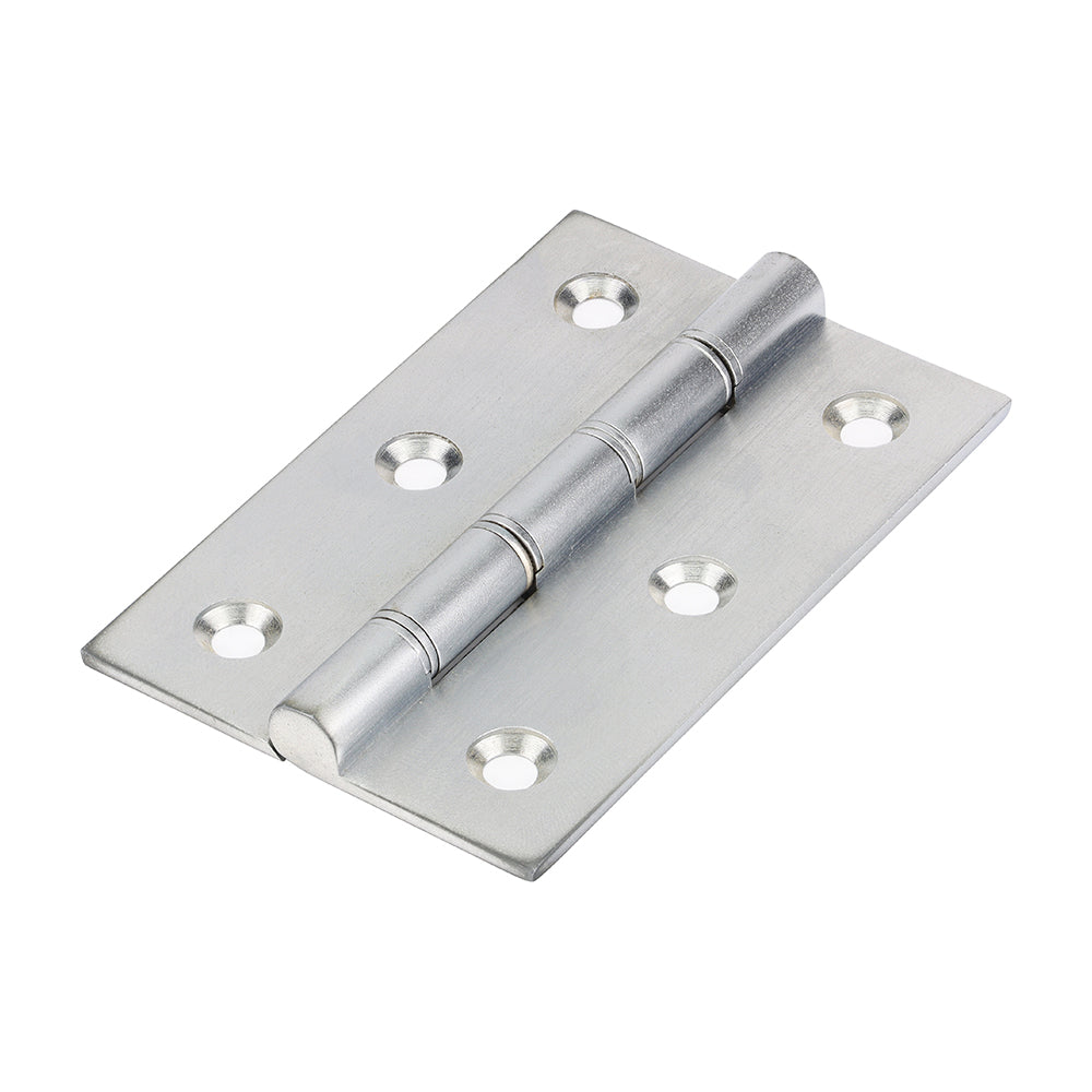 This is an image showing TIMCO Double Steel Washered Butt Hinge - Solid Brass - Satin Chrome - 76 x 50 - 2 Pieces TIMpac available from T.H Wiggans Ironmongery in Kendal, quick delivery at discounted prices.