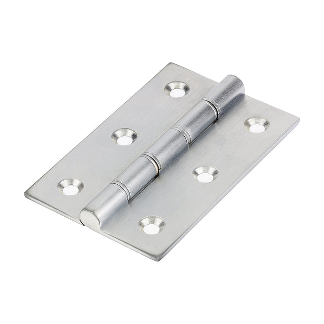 This is an image showing TIMCO Double Steel Washered Butt Hinge - Solid Brass - Satin Chrome - 76 x 50 - 2 Pieces TIMpac available from T.H Wiggans Ironmongery in Kendal, quick delivery at discounted prices.