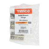 This is an image showing TIMCO Solid Drawn Hinge - Solid Brass - Antique Brass - 38 x 22 - 2 Pieces Bag available from T.H Wiggans Ironmongery in Kendal, quick delivery at discounted prices.