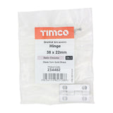 This is an image showing TIMCO Solid Drawn Hinge - Solid Brass - Satin Chrome - 38 x 22 - 2 Pieces Bag available from T.H Wiggans Ironmongery in Kendal, quick delivery at discounted prices.