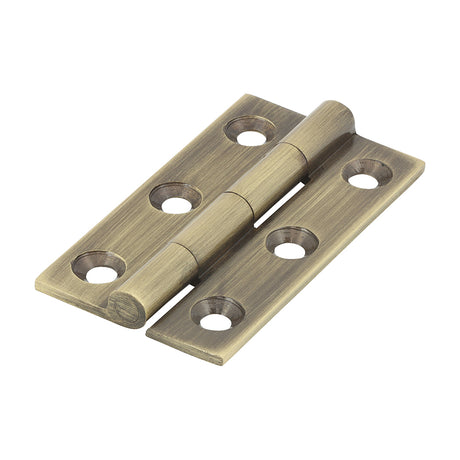 This is an image showing TIMCO Solid Drawn Hinge - Solid Brass - Antique Brass - 50 x 28 - 2 Pieces Bag available from T.H Wiggans Ironmongery in Kendal, quick delivery at discounted prices.