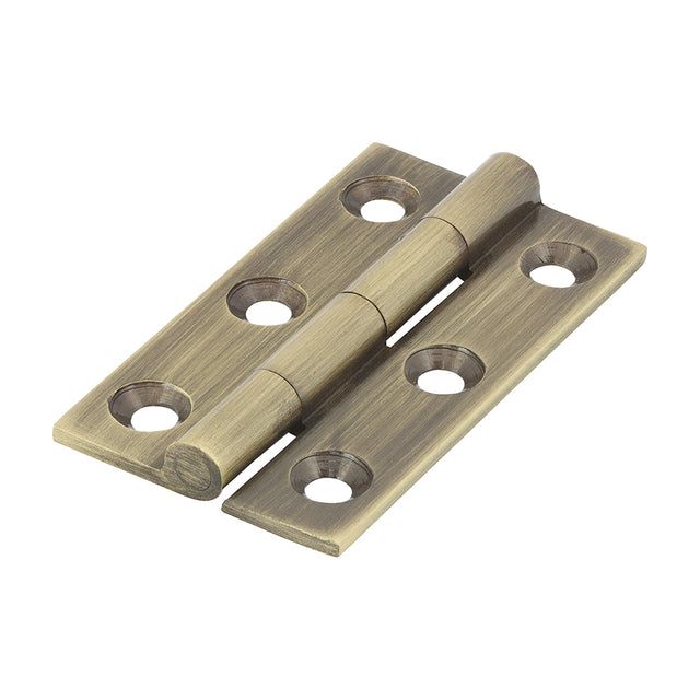 This is an image showing TIMCO Solid Drawn Hinge - Solid Brass - Antique Brass - 50 x 28 - 2 Pieces Bag available from T.H Wiggans Ironmongery in Kendal, quick delivery at discounted prices.