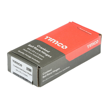 This is an image showing TIMCO Ball Bearing Stormproof Hinge (1951) - Solid Brass - Polished Brass - 64 x 55 - 2 Pieces Box available from T.H Wiggans Ironmongery in Kendal, quick delivery at discounted prices.