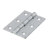This is an image showing TIMCO Double Stainless Steel Washered Butt Hinge - Solid Brass - Satin Chrome - 76 x 50 - 2 Pieces Box available from T.H Wiggans Ironmongery in Kendal, quick delivery at discounted prices.