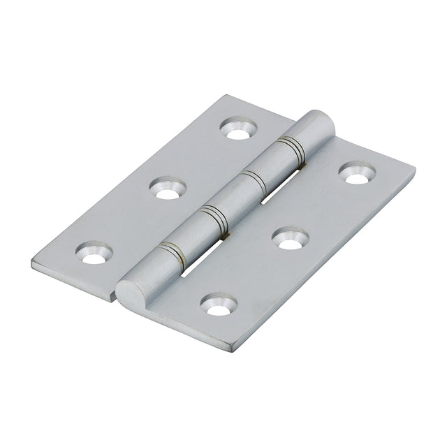This is an image showing TIMCO Double Stainless Steel Washered Butt Hinge - Solid Brass - Satin Chrome - 76 x 50 - 2 Pieces Box available from T.H Wiggans Ironmongery in Kendal, quick delivery at discounted prices.
