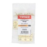 This is an image showing TIMCO Solid Drawn Hinge - Solid Brass - Polished Brass - 50 x 28 - 2 Pieces Bag available from T.H Wiggans Ironmongery in Kendal, quick delivery at discounted prices.