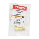 This is an image showing TIMCO Solid Drawn Hinge - Solid Brass - Polished Brass - 38 x 22 - 2 Pieces Bag available from T.H Wiggans Ironmongery in Kendal, quick delivery at discounted prices.