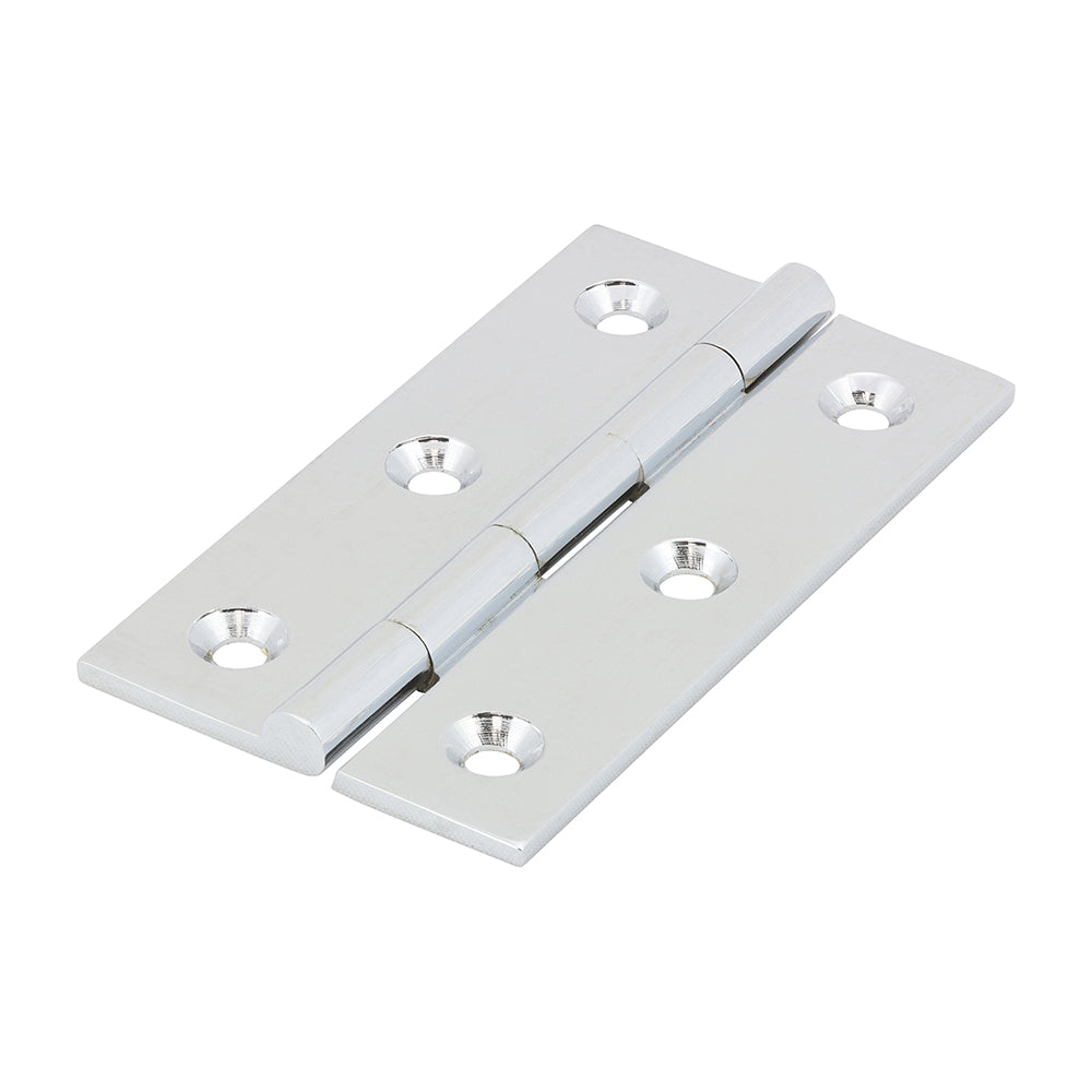This is an image showing TIMCO Solid Drawn Hinge - Solid Brass - Polished Chrome - 64 x 35 - 2 Pieces Bag available from T.H Wiggans Ironmongery in Kendal, quick delivery at discounted prices.