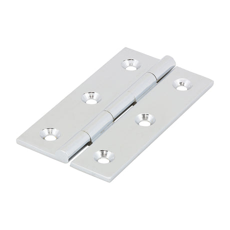 This is an image showing TIMCO Solid Drawn Hinge - Solid Brass - Polished Chrome - 64 x 35 - 2 Pieces Bag available from T.H Wiggans Ironmongery in Kendal, quick delivery at discounted prices.