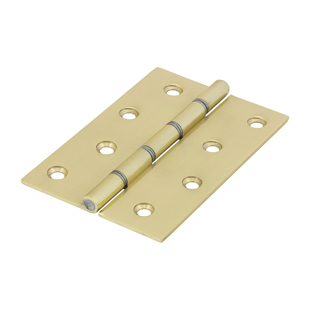 This is an image showing TIMCO Double Steel Washered Butt Hinge - Solid Brass - Polished Brass - 102 x 67 - 2 Pieces Bag available from T.H Wiggans Ironmongery in Kendal, quick delivery at discounted prices.
