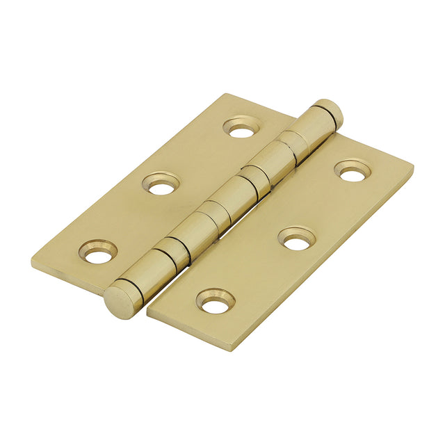 This is an image showing TIMCO Performance Ball Race Hinge - Solid Brass - Polished Brass - 76 x 50 - 2 Pieces Box available from T.H Wiggans Ironmongery in Kendal, quick delivery at discounted prices.