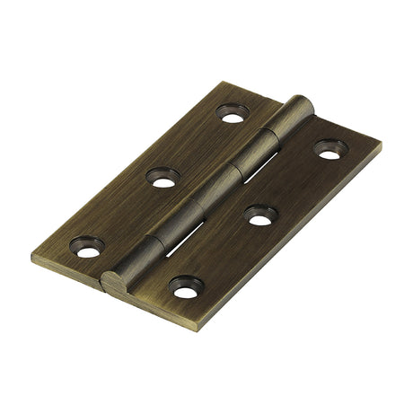 This is an image showing TIMCO Solid Drawn Hinge - Solid Brass - Antique Brass - 64 x 35 - 2 Pieces Bag available from T.H Wiggans Ironmongery in Kendal, quick delivery at discounted prices.