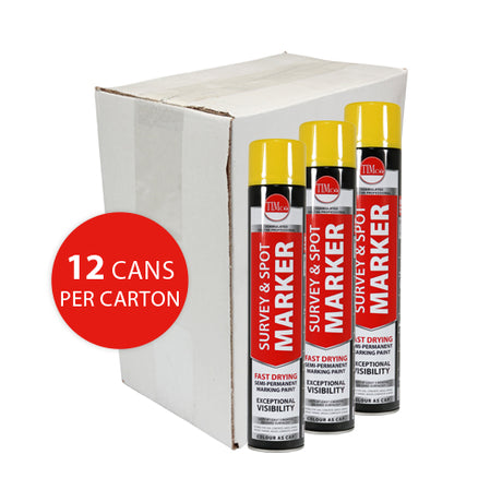 This is an image showing TIMCO Survey & Spot Marker - Yellow - 750ml - 1 Each Can available from T.H Wiggans Ironmongery in Kendal, quick delivery at discounted prices.
