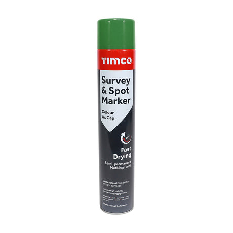 This is an image showing TIMCO Survey & Spot Marker - Green - 750ml - 1 Each Can available from T.H Wiggans Ironmongery in Kendal, quick delivery at discounted prices.