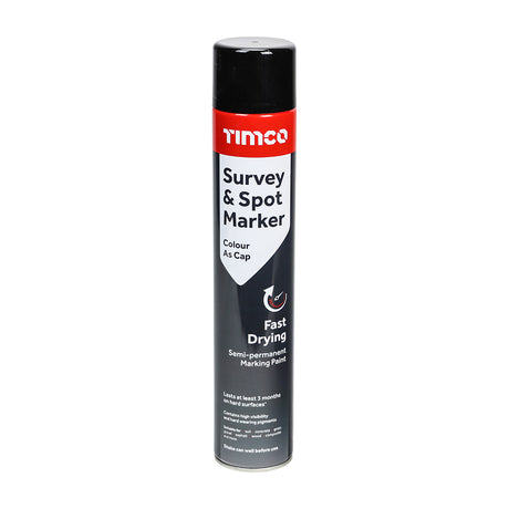 This is an image showing TIMCO Survey & Spot Marker - Black - 750ml - 1 Each Can available from T.H Wiggans Ironmongery in Kendal, quick delivery at discounted prices.