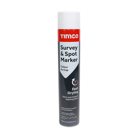 This is an image showing TIMCO Survey & Spot Marker - White - 750ml - 1 Each Can available from T.H Wiggans Ironmongery in Kendal, quick delivery at discounted prices.