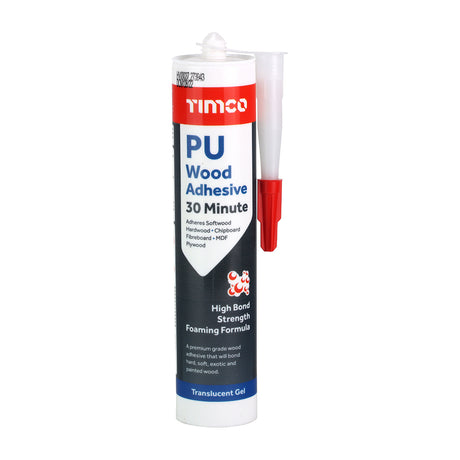 This is an image showing TIMCO PU Wood Adhesive 30 Minute - Gel - 310ml - 1 Each Cartridge available from T.H Wiggans Ironmongery in Kendal, quick delivery at discounted prices.